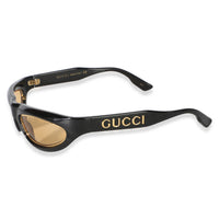 Gucci Black Acetate Gold Logo Cateye Mask Sunglasses 4