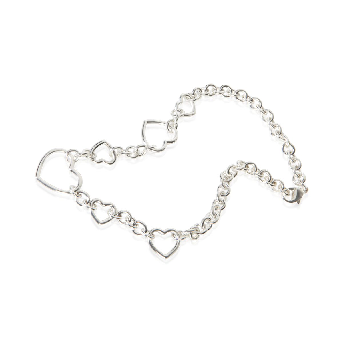 Tiffany & Co. Sterling Silver Open Heart Link Necklace 5