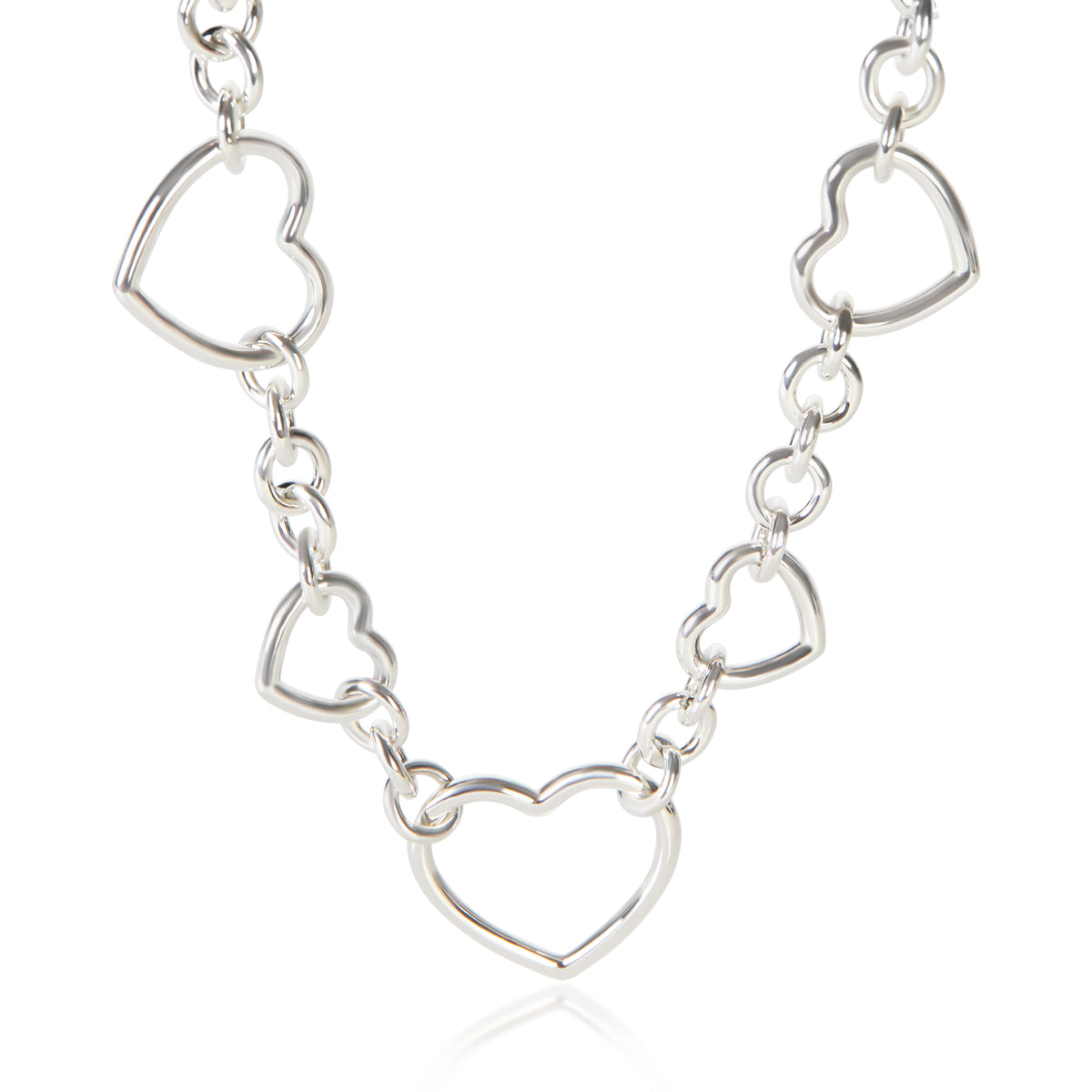 Tiffany & Co. Sterling Silver Open Heart Link Necklace fv