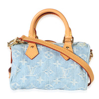 Louis Vuitton Sky Blue Monogram Denim Nano Speedy Handbag id