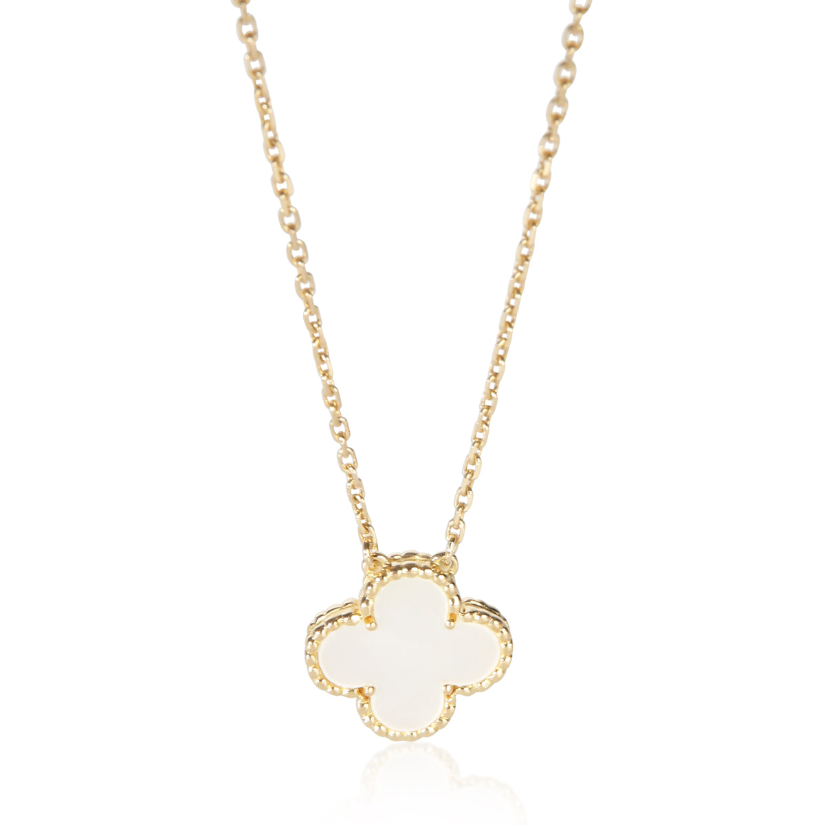 Van Cleef & Arpels Yellow Gold Mother Of Pearl Vintage Alhambra Pendant fv