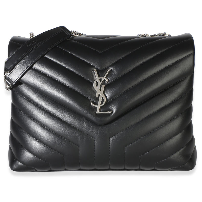 Saint Laurent Black Calfskin Y Quilted Medium Loulou Chain Satchel Handbag id