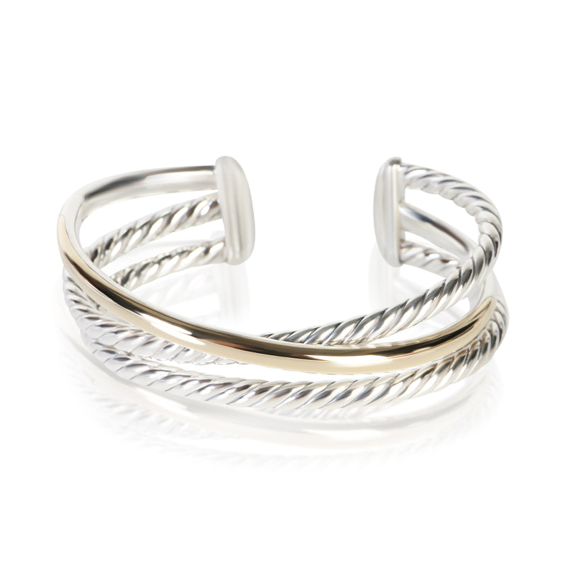 David Yurman Yellow Gold & Sterling Silver Bold Crossover Bracelet fv