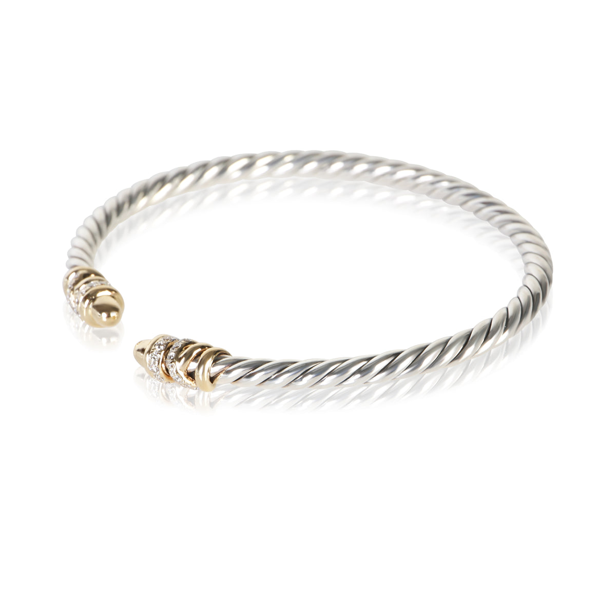 David Yurman Yellow Gold & Sterling Silver Diamond Petite Helena Bracelet 2