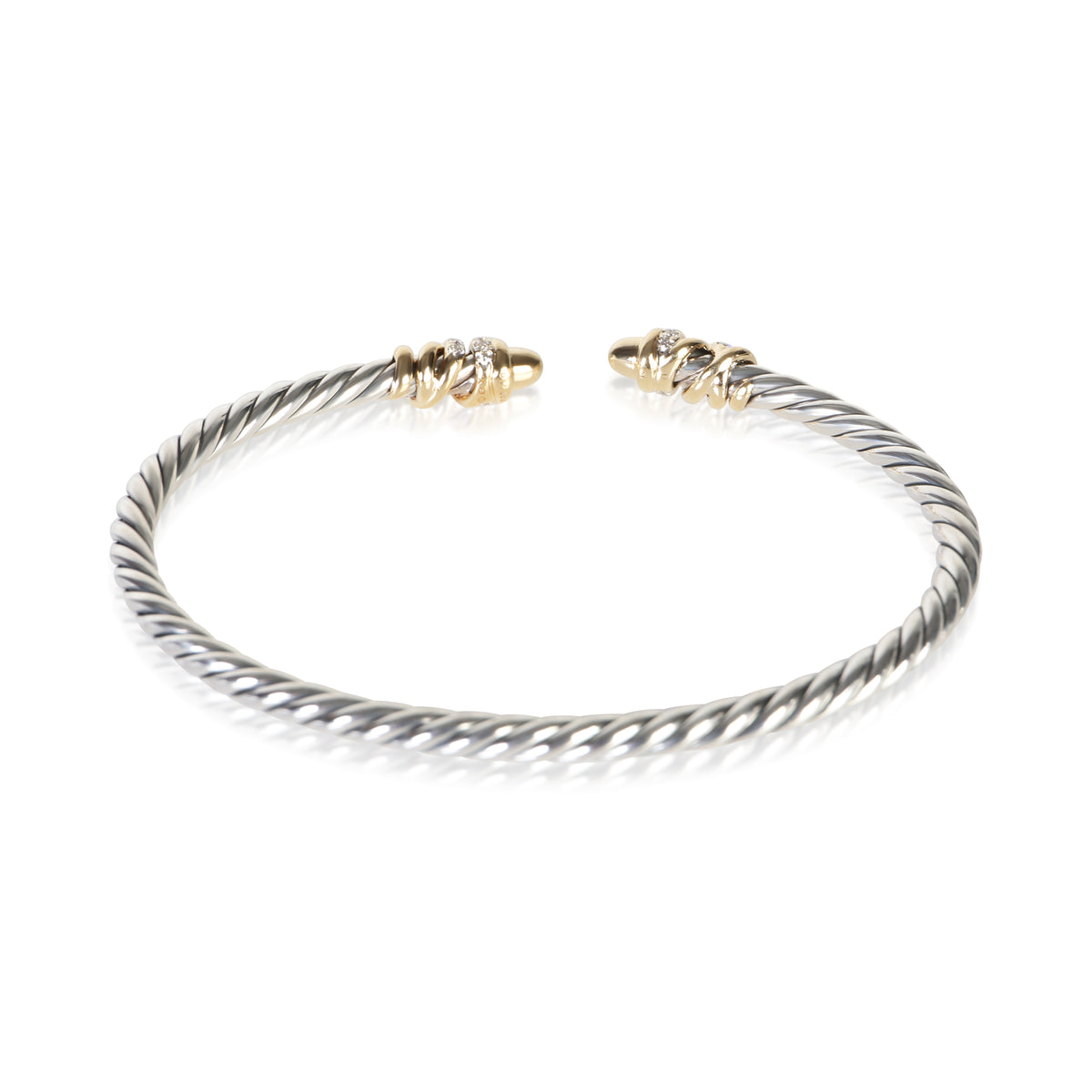 David Yurman Yellow Gold & Sterling Silver Diamond Petite Helena Bracelet 3