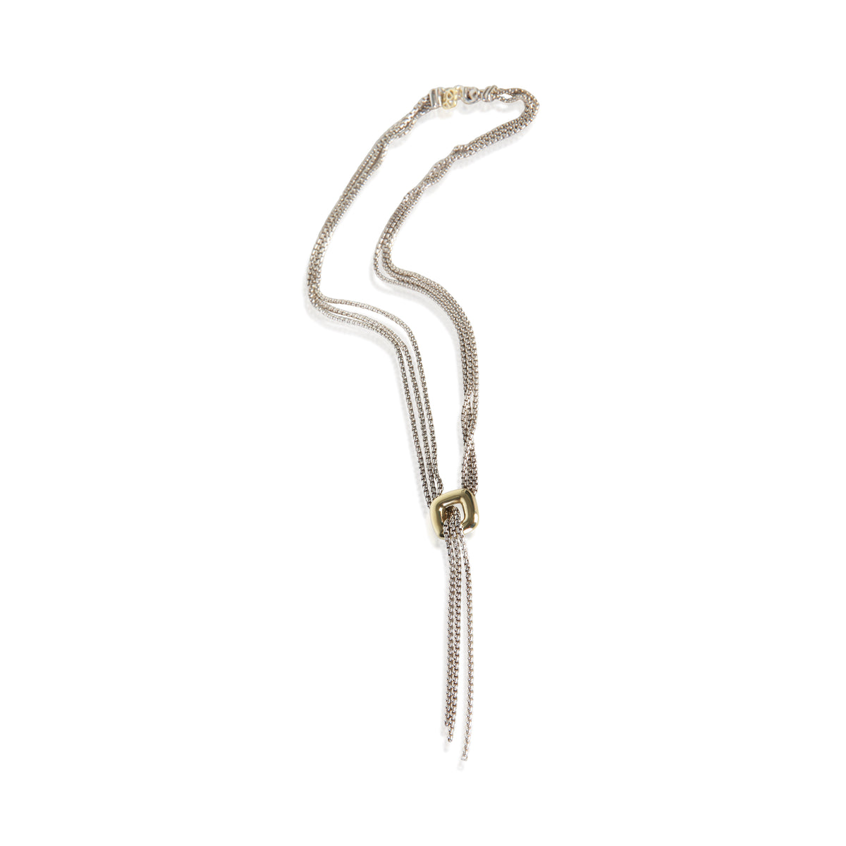 David Yurman Yellow Gold & Sterling Silver Waterfall Lariat Necklace 3