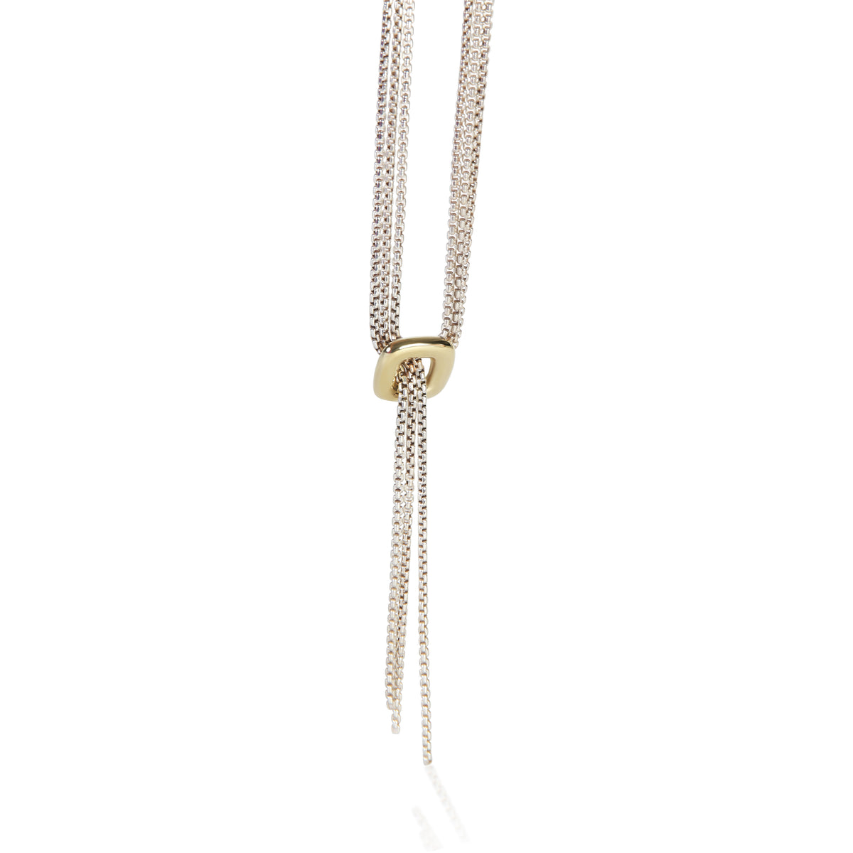 David Yurman Yellow Gold & Sterling Silver Waterfall Lariat Necklace fv