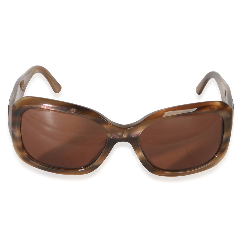 Chanel Brown Acetate Rectangle Lens CC Sunglasses id