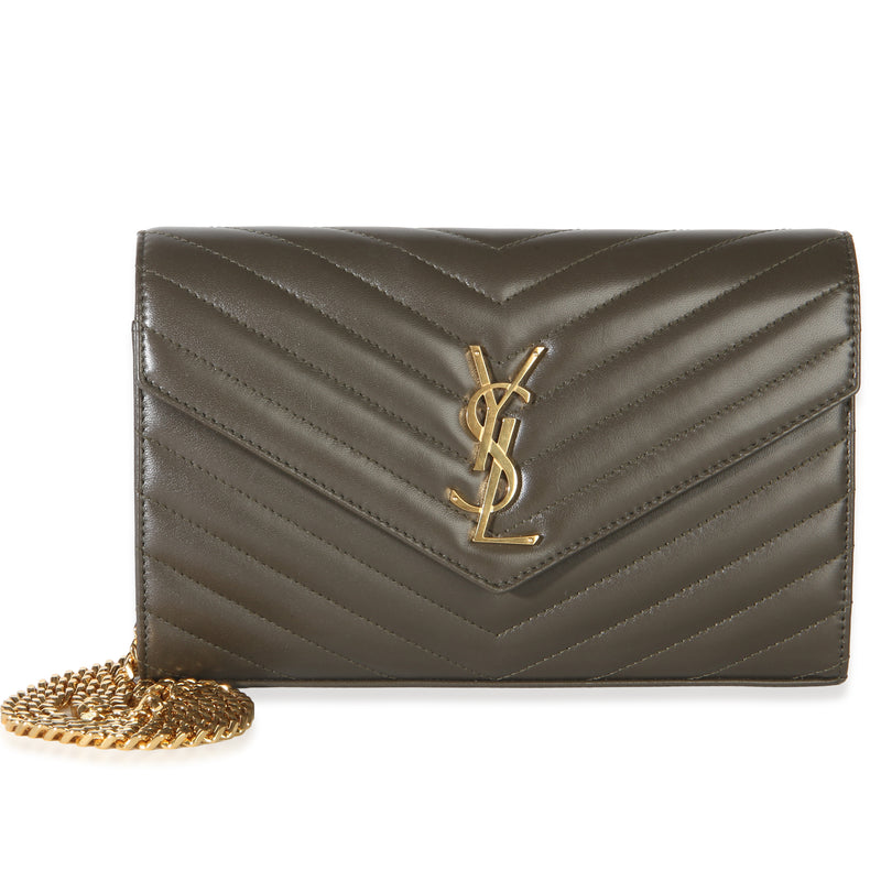 Saint Laurent Light Musk Quilted Lambskin Cassandre Chain Wallet Handbag id