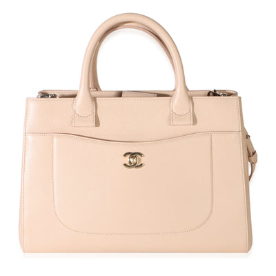 Chanel Light Beige Grained Calfskin Medium Neo Executive Shopper Tote Handbag id