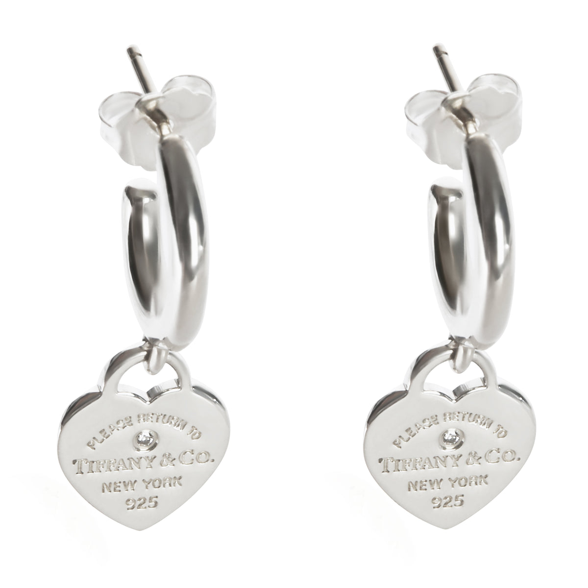 Tiffany & Co. Sterling Silver Diamond Return To Tiffany Earrings fv