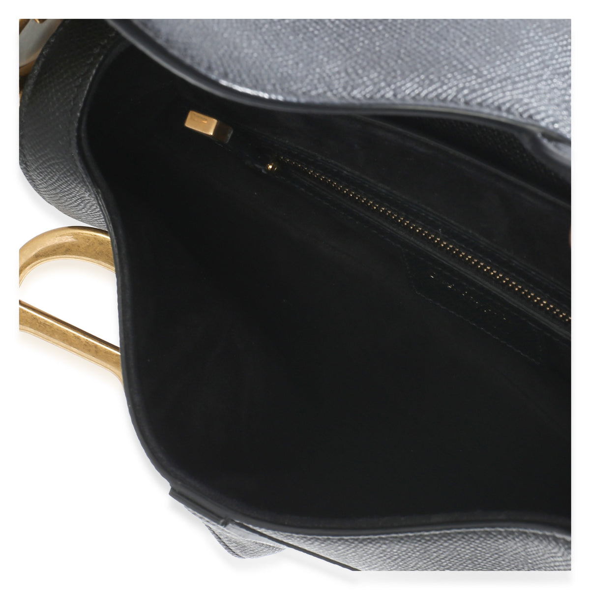 Christian Dior Black Grained Calfskin Medium Saddle Bag Handbag 10