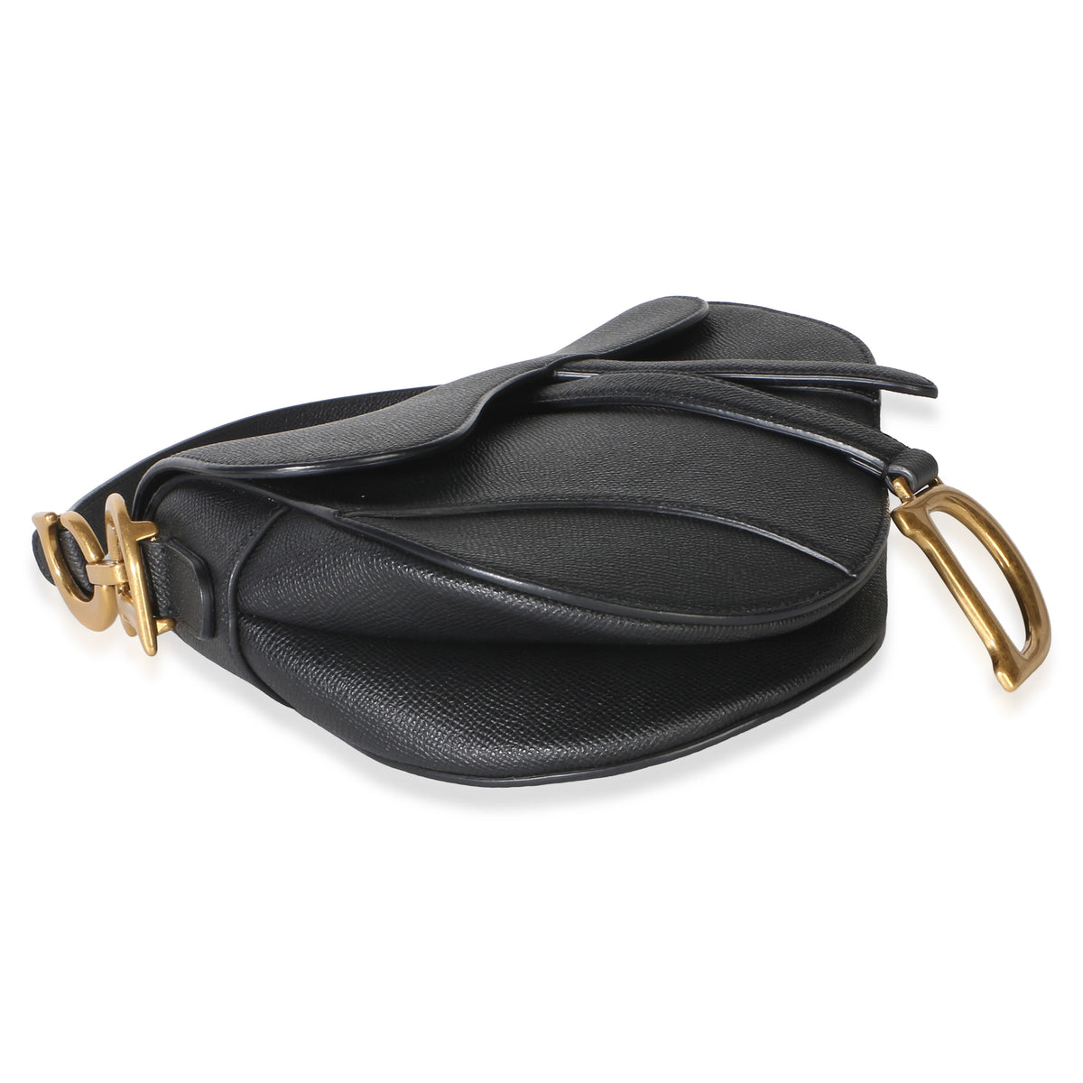 Christian Dior Black Grained Calfskin Medium Saddle Bag Handbag 2