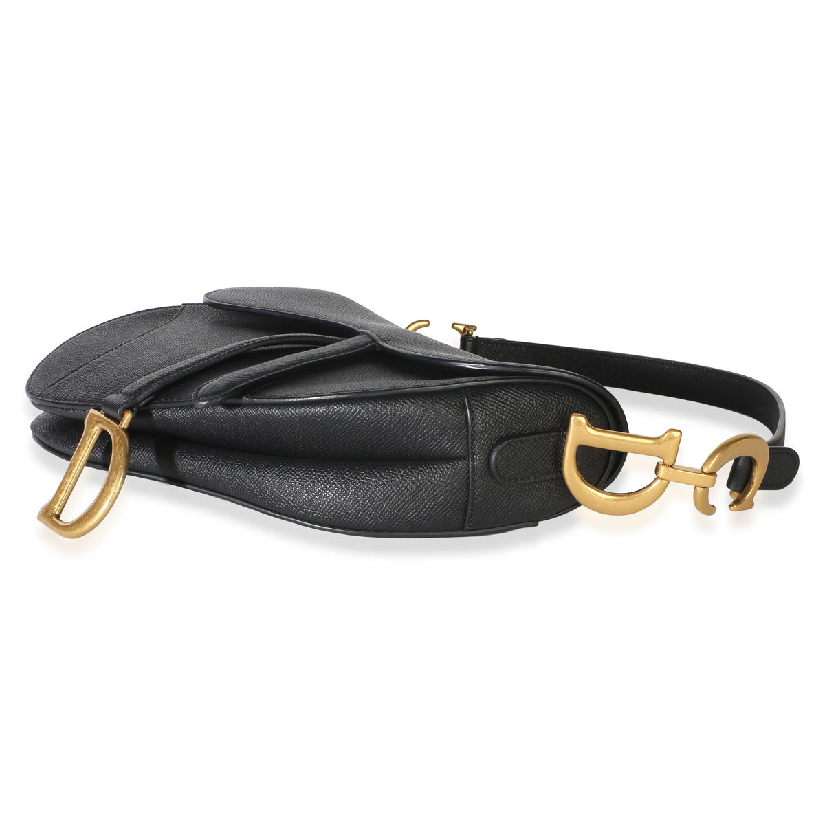 Christian Dior Black Grained Calfskin Medium Saddle Bag Handbag 3