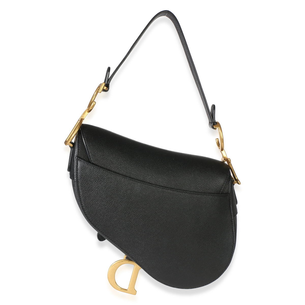 Christian Dior Black Grained Calfskin Medium Saddle Bag Handbag 5