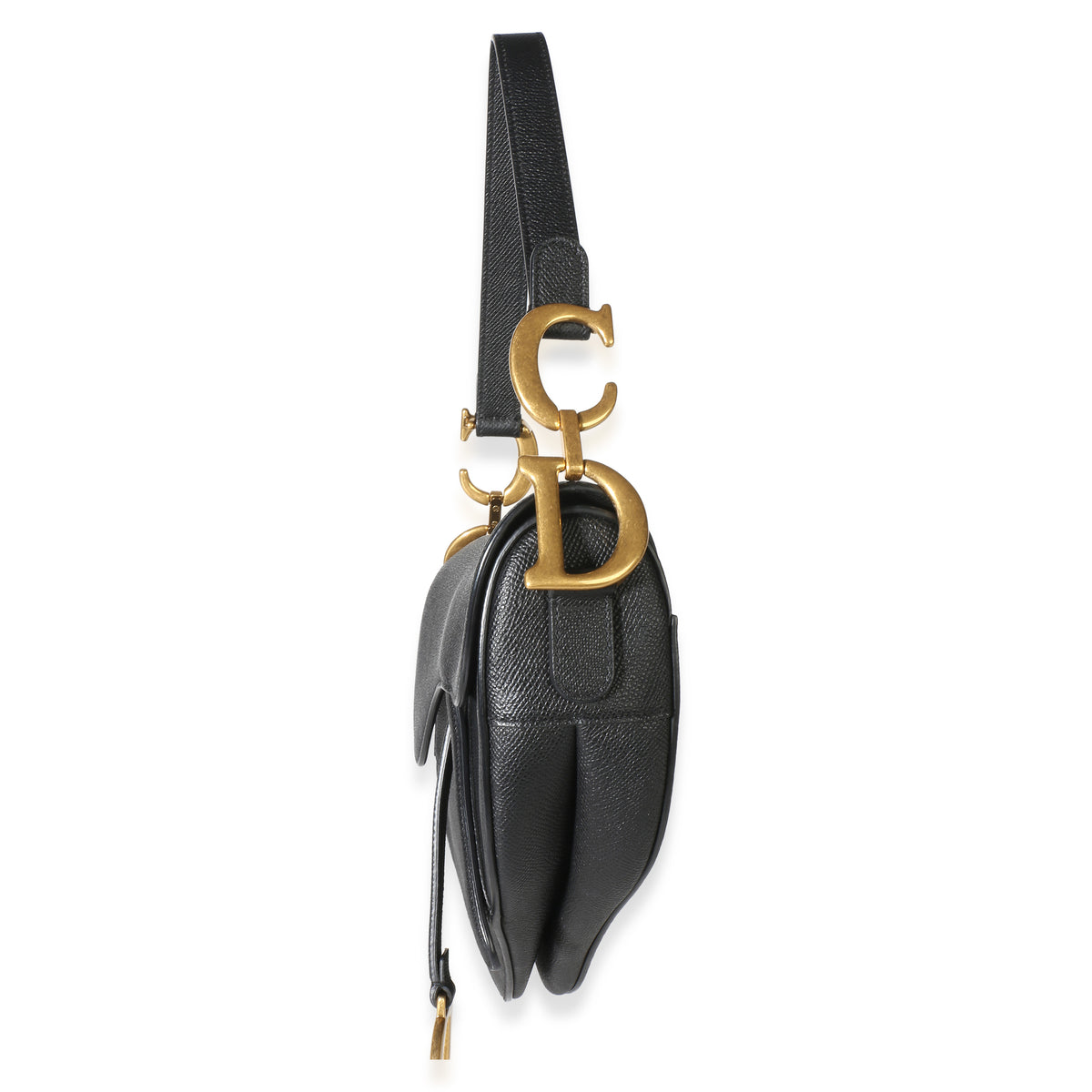 Christian Dior Black Grained Calfskin Medium Saddle Bag Handbag 6