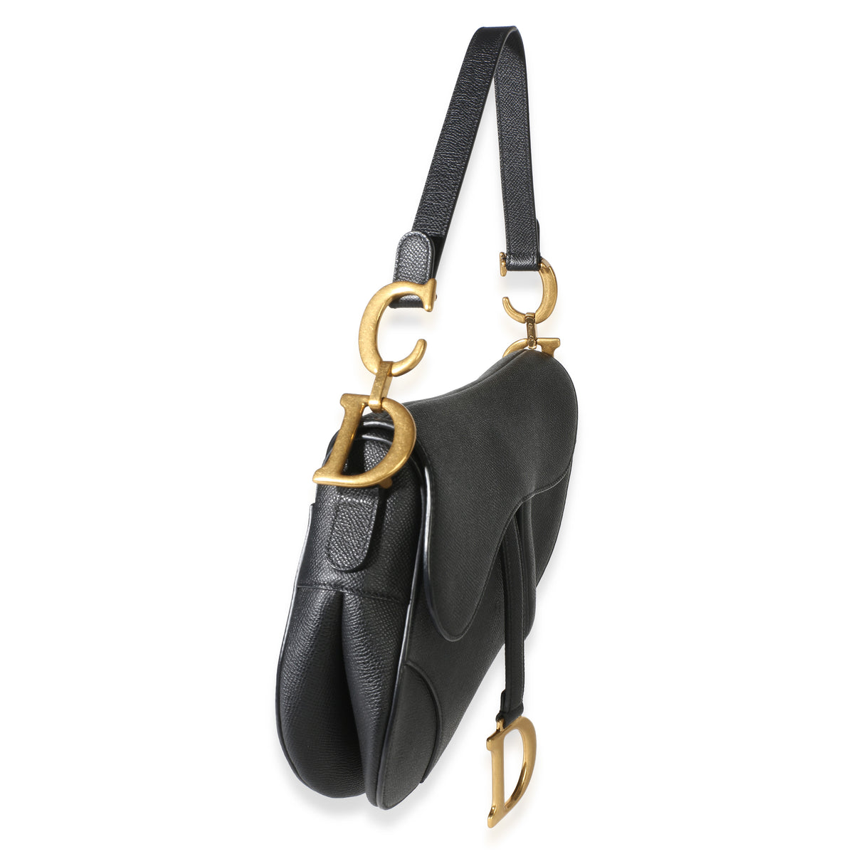 Christian Dior Black Grained Calfskin Medium Saddle Bag Handbag 7