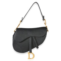 Christian Dior Black Grained Calfskin Medium Saddle Bag Handbag id