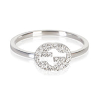 Gucci White Gold Diamond Interlocking G Ring fv