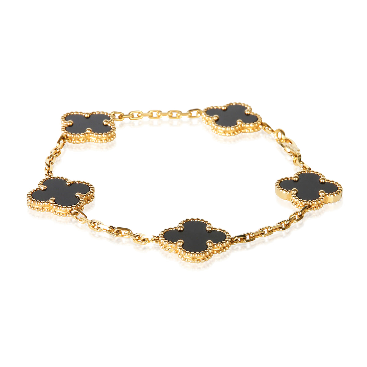 Van Cleef & Arpels Yellow Gold Onyx Vintage Alhambra Bracelet 2