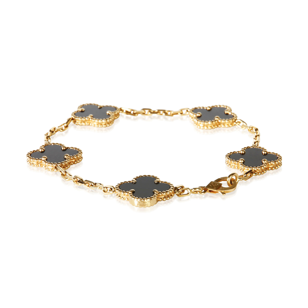 Van Cleef & Arpels Yellow Gold Onyx Vintage Alhambra Bracelet 3