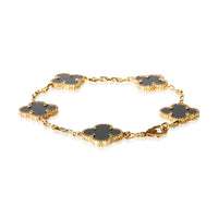 Van Cleef & Arpels Yellow Gold Onyx Vintage Alhambra Bracelet 3