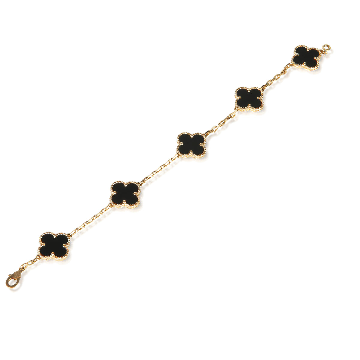 Van Cleef & Arpels Yellow Gold Onyx Vintage Alhambra Bracelet clasp