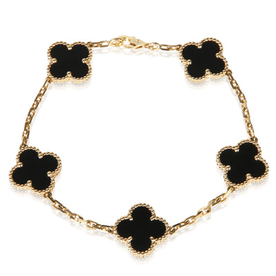 Van Cleef & Arpels Yellow Gold Onyx Vintage Alhambra Bracelet fv
