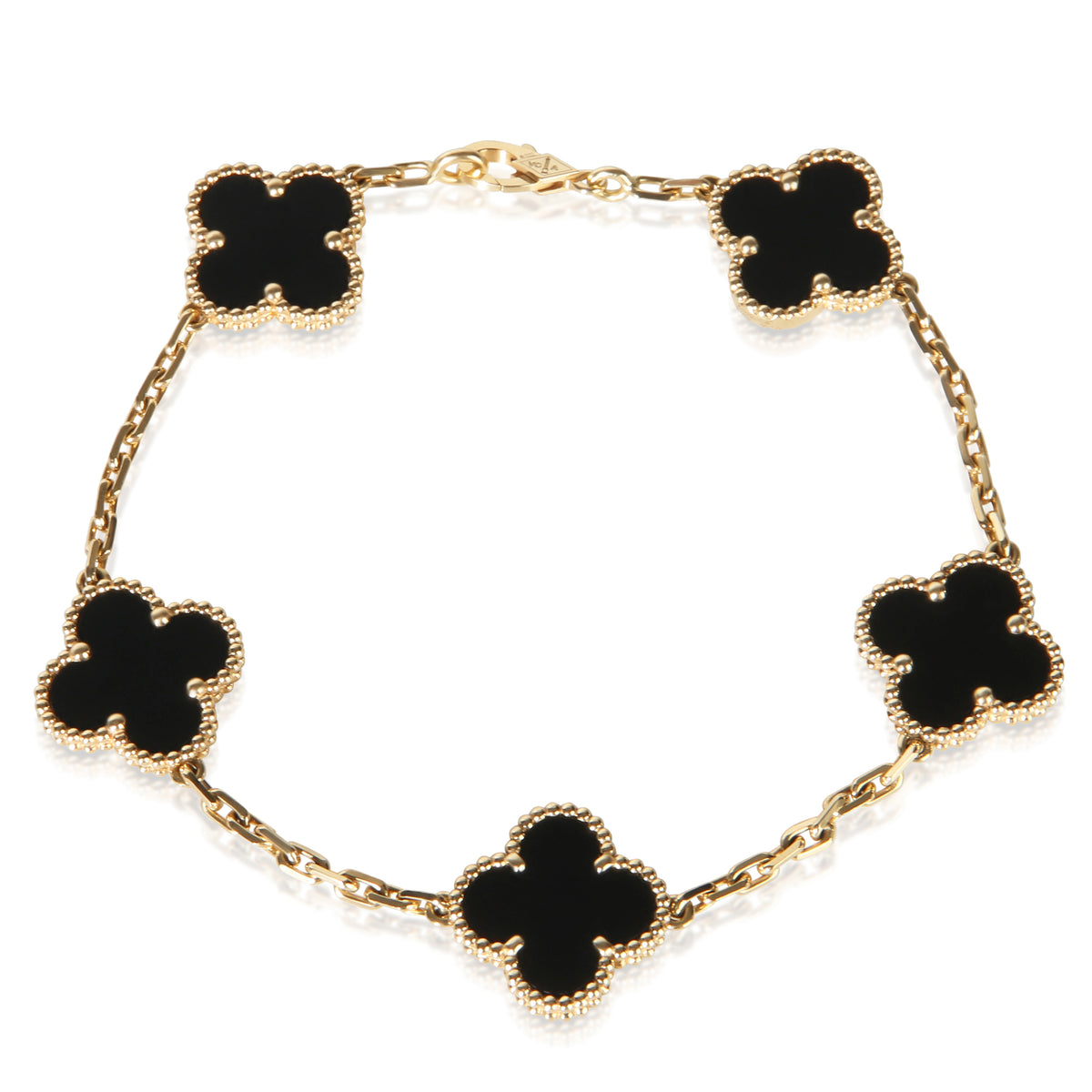 Van Cleef & Arpels Yellow Gold Onyx Vintage Alhambra Bracelet fv