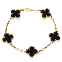 Van Cleef & Arpels Yellow Gold Onyx Vintage Alhambra Bracelet fv