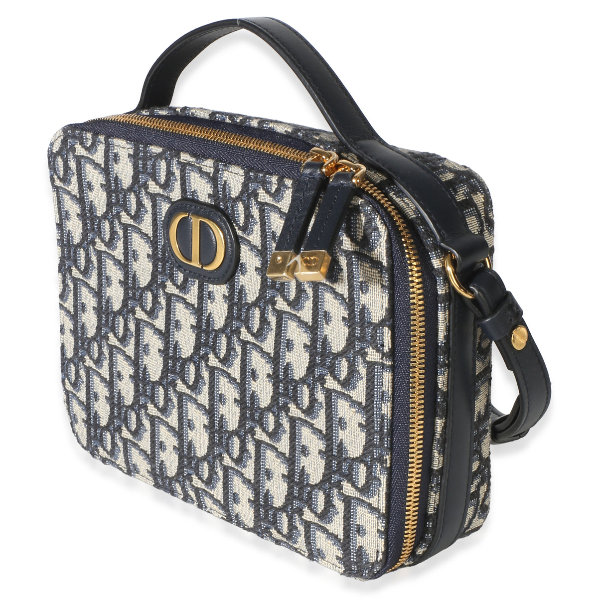 Christian Dior Blue Oblique Canvas 30 Montaigne Top Handle Box Bag Handbag 2