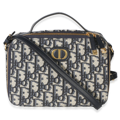 Christian Dior Blue Oblique Canvas 30 Montaigne Top Handle Box Bag Handbag id