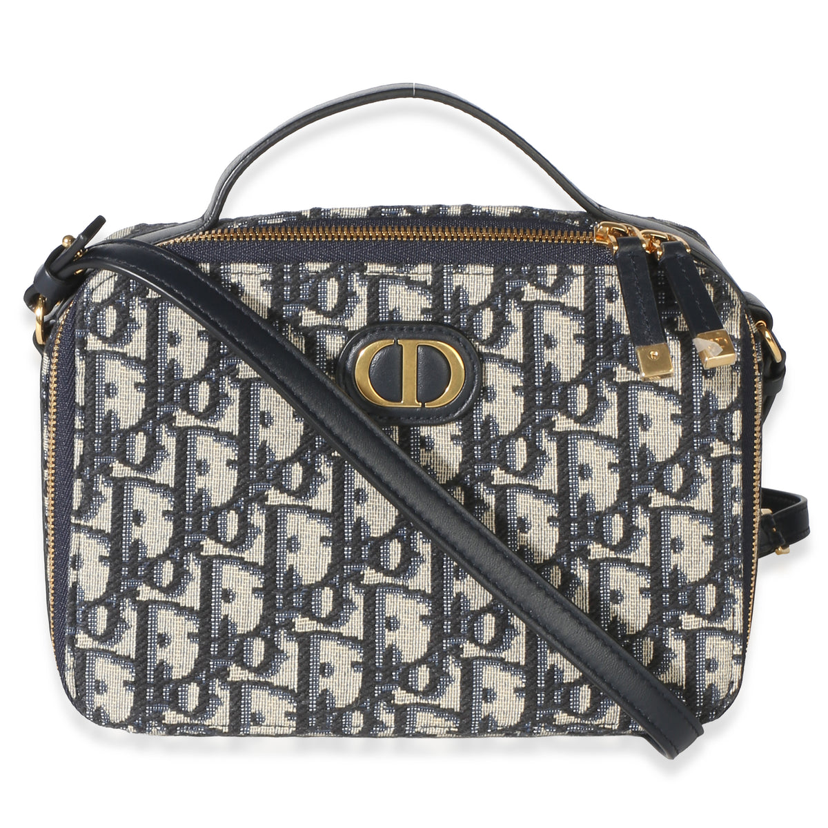 Christian Dior Blue Oblique Canvas 30 Montaigne Top Handle Box Bag Handbag id