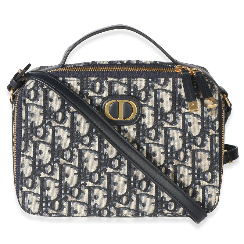 Christian Dior Blue Oblique Canvas 30 Montaigne Top Handle Box Bag Handbag id