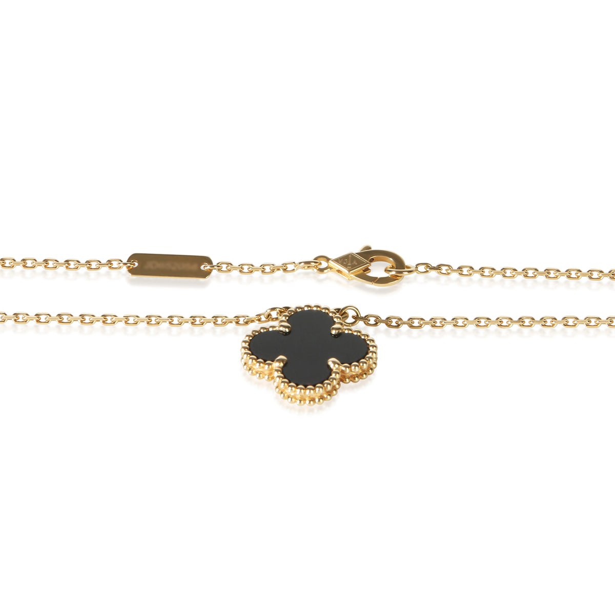 Van Cleef & Arpels Yellow Gold Onyx Vintage Alhambra Pendant 2