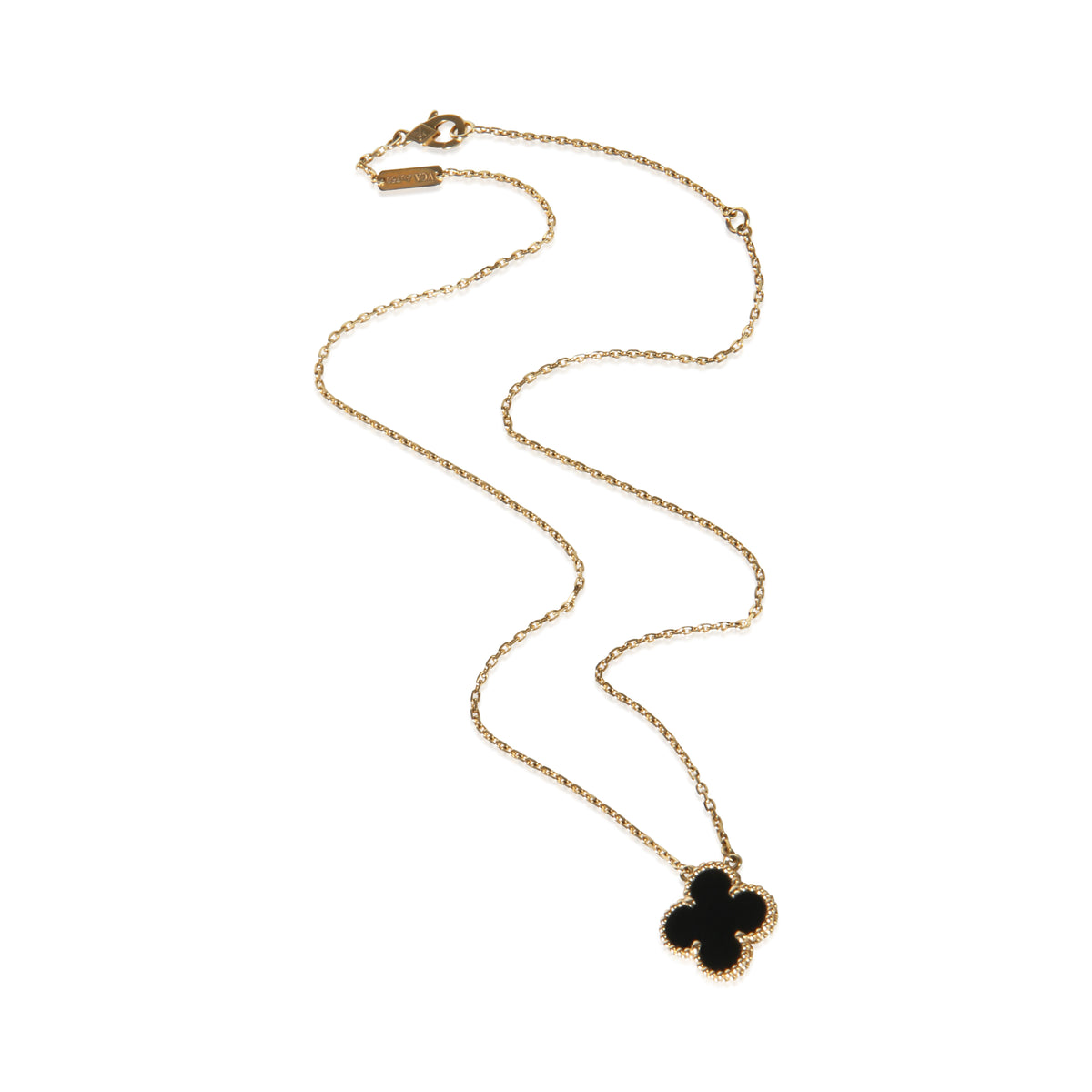 Van Cleef & Arpels Yellow Gold Onyx Vintage Alhambra Pendant 3
