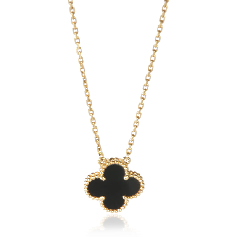 Van Cleef & Arpels Yellow Gold Onyx Vintage Alhambra Pendant fv