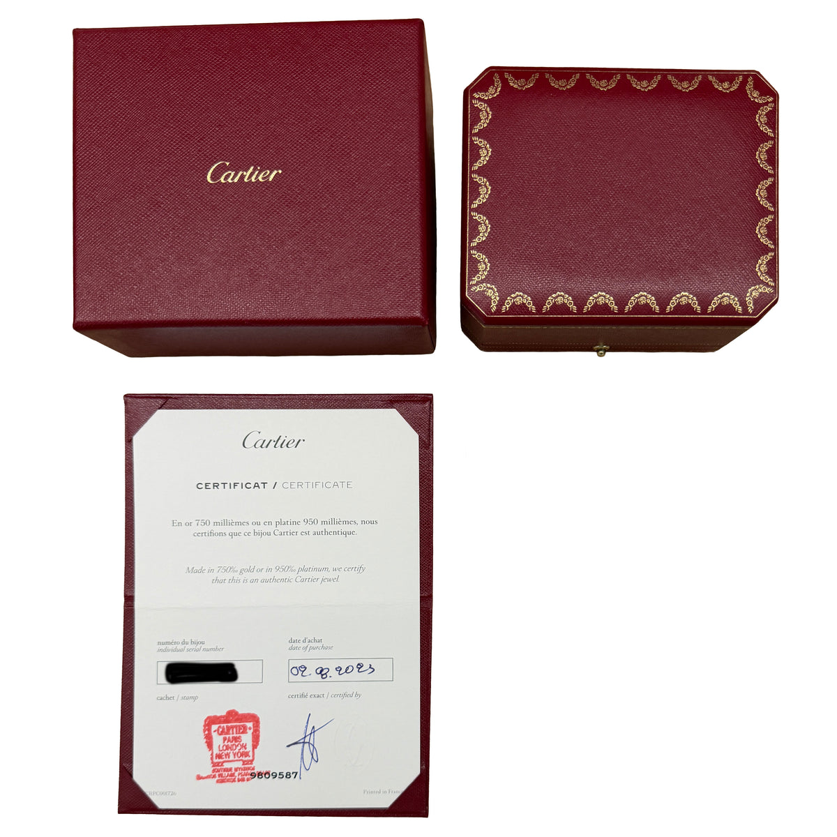 Cartier 3 Tone Gold Trinity Bracelet box