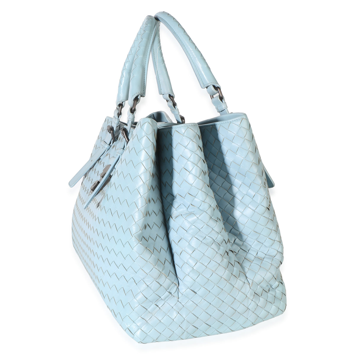 Bottega Veneta Light Blue Intrecciato Nappa Medium Roma Tote Handbag 2