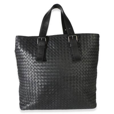 Bottega Veneta Black Nappa Intrecciato Buckle Tote Handbag id