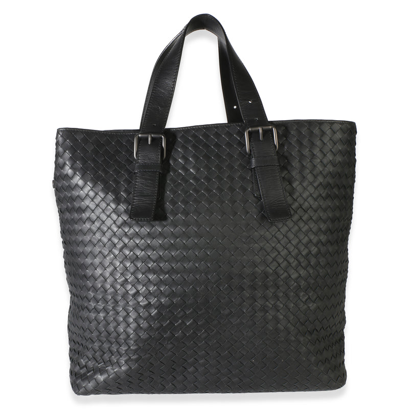 Bottega Veneta Black Nappa Intrecciato Buckle Tote Handbag id