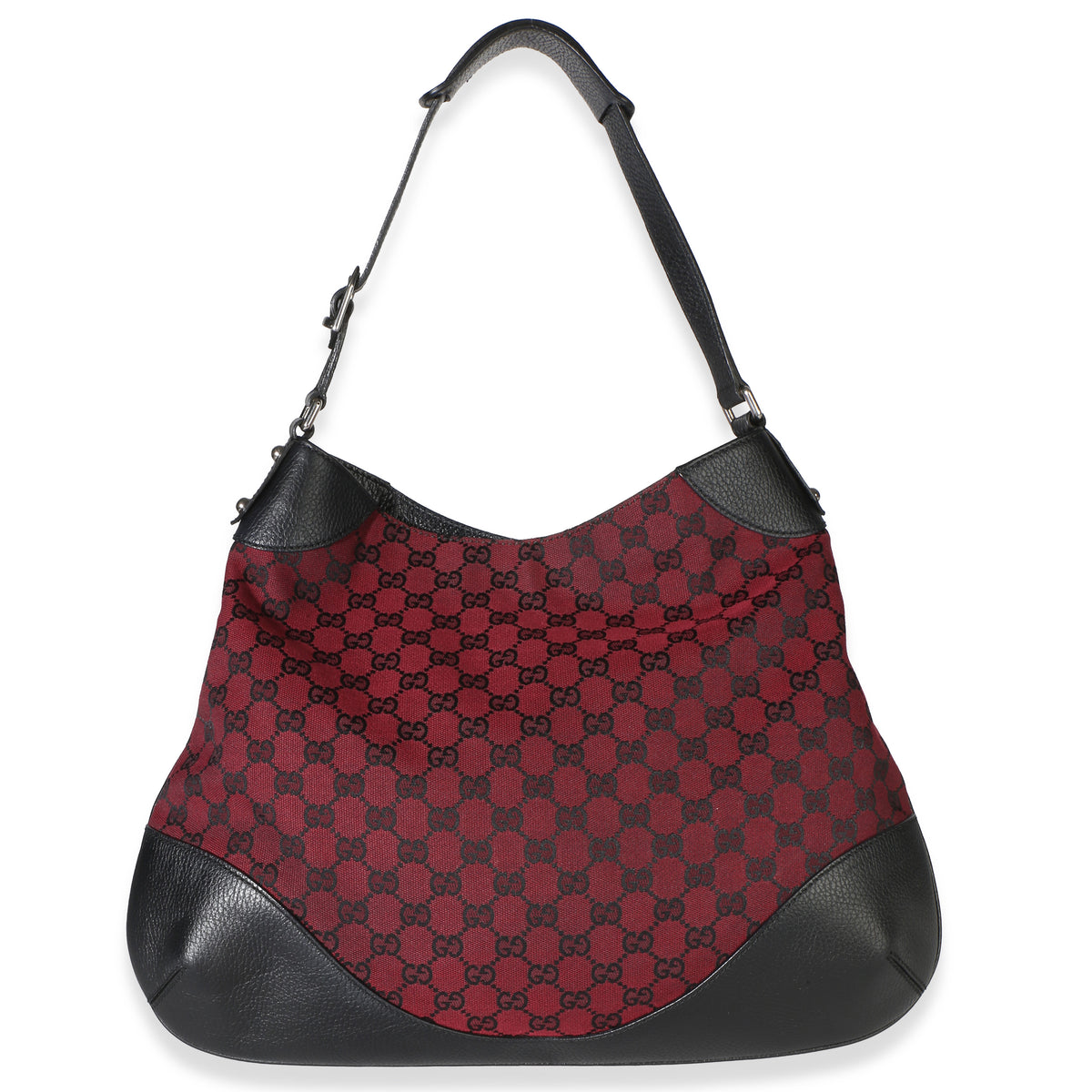 Gucci Red Black Canvas Signature Shoulder Hobo Handbag id
