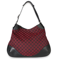 Gucci Red Black Canvas Signature Shoulder Hobo Handbag id