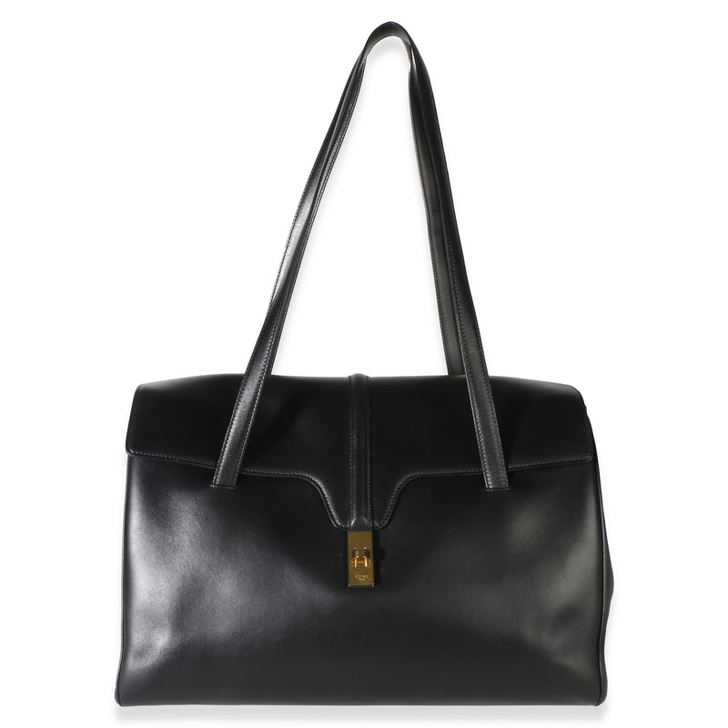 Celine Black Satinated Calfskin Large Soft 16 Bag Handbag id