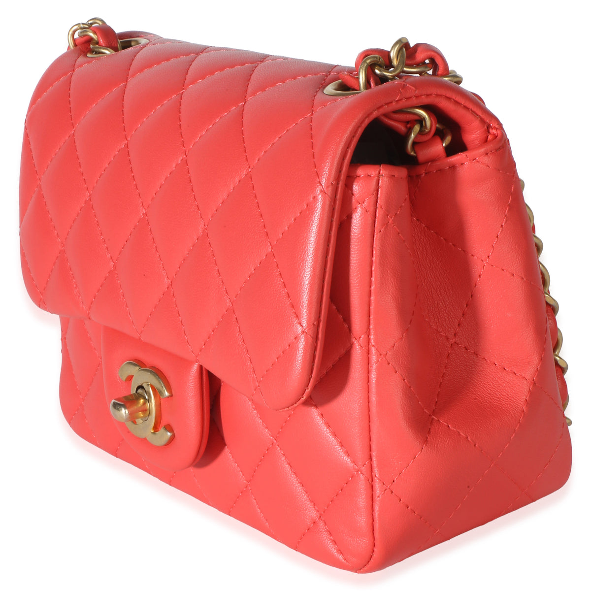Chanel Dark Pink Quilted Lambskin Mini Square Flap Bag Handbag 2
