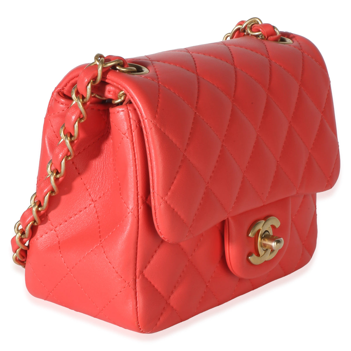 Chanel Dark Pink Quilted Lambskin Mini Square Flap Bag Handbag 3