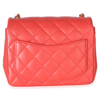 Chanel Dark Pink Quilted Lambskin Mini Square Flap Bag Handbag 4