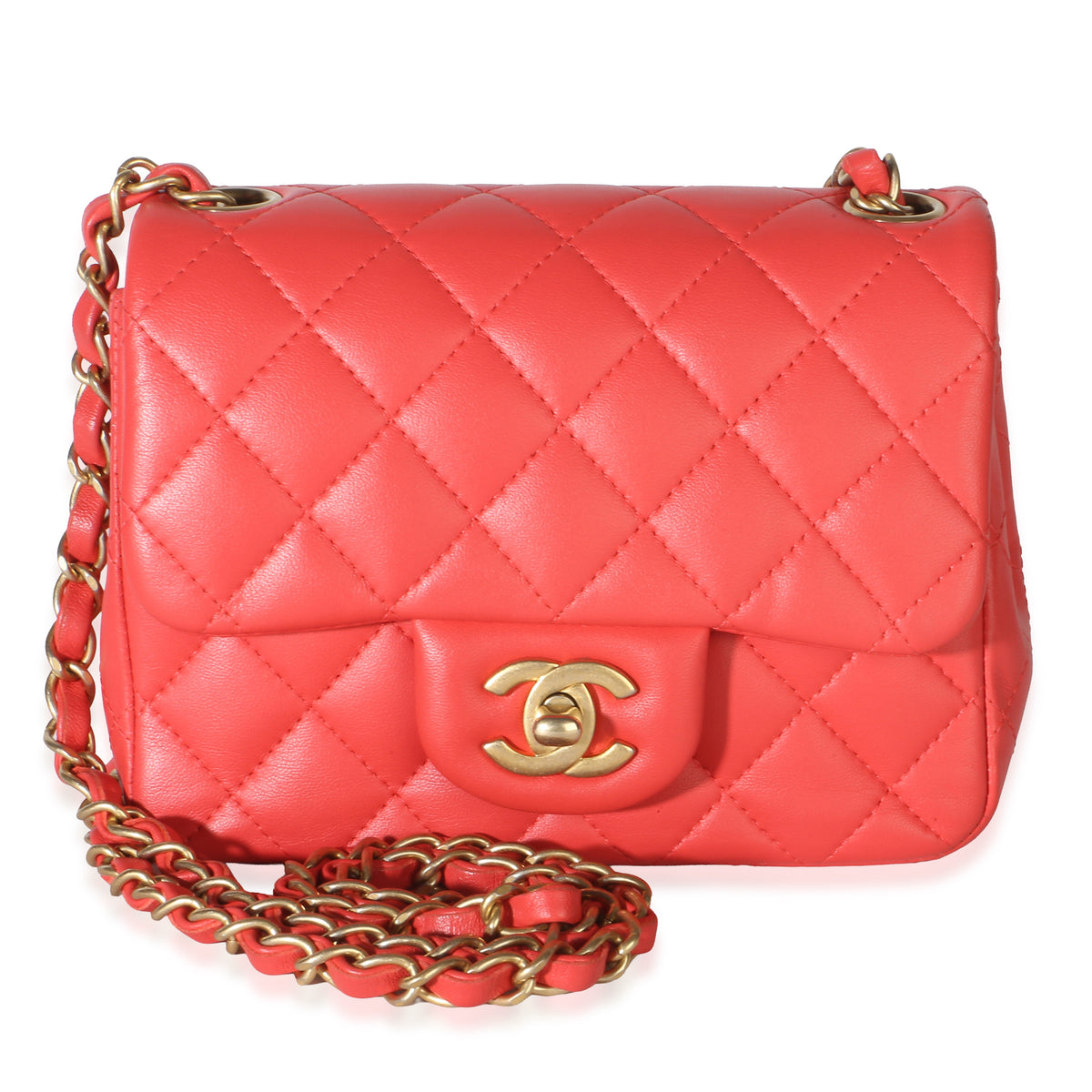 Chanel Dark Pink Quilted Lambskin Mini Square Flap Bag Handbag id