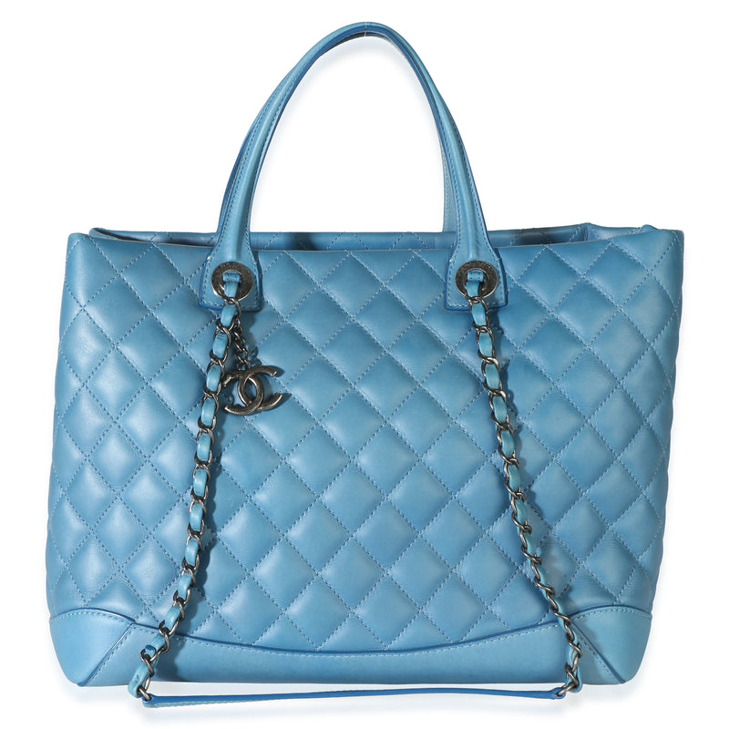 Chanel Blue Quilted Calfskin Medium Easy Shopping Tote Handbag id
