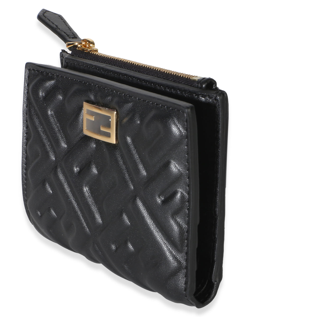Fendi Black Nappa Zucca Compact Wallet Wallet 2